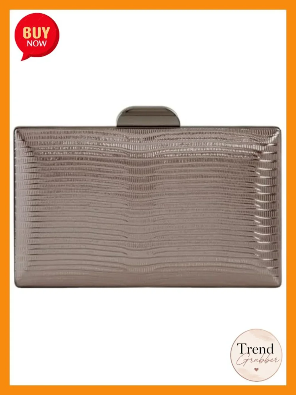 Metallic Hard Case Evening Clutch with Crossbody Chain